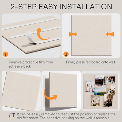 Image of MaxGear Extra Large Bulletin Board 72 inch x 48 inch, Light Tan Felt Wall Tiles