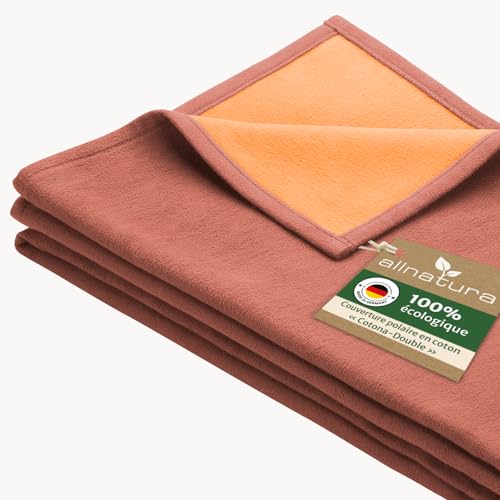 allnatura Plaid Rouge 140x200 cm Cotona-Double – Grande Taille pour canapé XXL – Couverture Chaude épaisse en Coton Bio certifié GOTS – pour Lit 2...