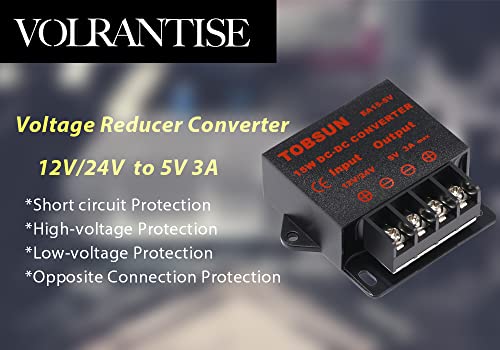 DC 12V/24V to 5V 3A Step Down Converter - 12V Voltage Regulator Buck Converter Power Supply Transformer - 12V/24V to 5V 3A
