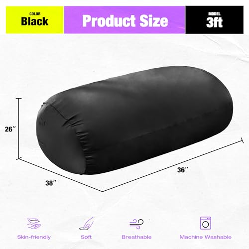 Image of Hobestluk 3FT Bean Bag Chair Large Beanbag with Removable Cover Adult Bean Bag Chair with Portable Handle Desgin for Living Room Bedroom (Black, 3FT)