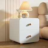 CuNtoHHH Mesita de Noche Minimalista Moderna con Acabado de Cuero sintético, mesita de Noche con Dos cajones, mesita de Noche con Marco de Madera Maciza para Espacios pequeños en dormitorios