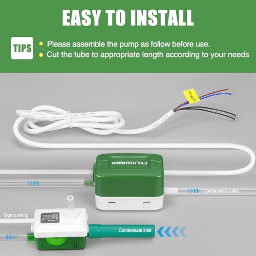 FUJIWARA Condensate Pump, Mini Split Automatic Condensation Drain Removal Quiet Pump,for HVAC,Air Conditioner,Dehumidifier,Furnance,Ice Maker,Suitable for A/C 1-5HP 3700W (FUJ—40S)