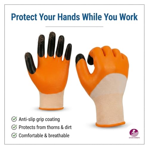Image of Divayanshi Gardening Gloves & Plant Cutter Combo | Safety Gloves with Sharp Garden Cutter | Easy Grip, Durable Tools for Cutting, Weeding & Home Gardening