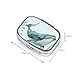 Coastal Whale and Seashell Pill Box with Mirror 2 Compartments Square Pill Organizer for Pocket