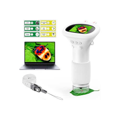 WINWEND Microscopio portátil para niños   Mini microscopio de laboratorio 1000X con 6 niveles de brillo ajustables, pantalla LCD de 2 pulgadas y tarjeta SD de 32 GB