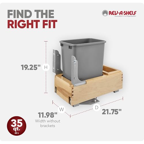 Caneca de basura de madera 35 QT con sistema extraíble para cocina miniatura 3