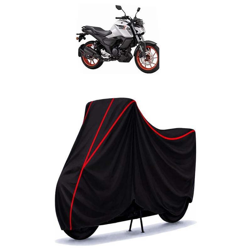 Image of FZ-S Fi Ver 4.0 DLX Water Resistant Bike Cover for All Motorcycles & Rain | Heavy Duty Taffeta Fabric | UV Protection, Dustproof, Scratchproof | All Weather Two Wheeler Body Cover with Elastic Bottom