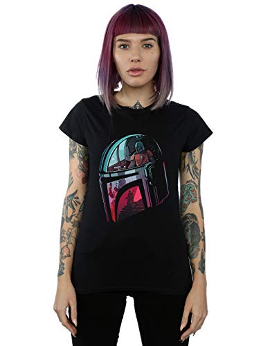 Star Wars Mujer The Mandalorian Mandalore Helmet Reflection Camiseta Negro XX-Large