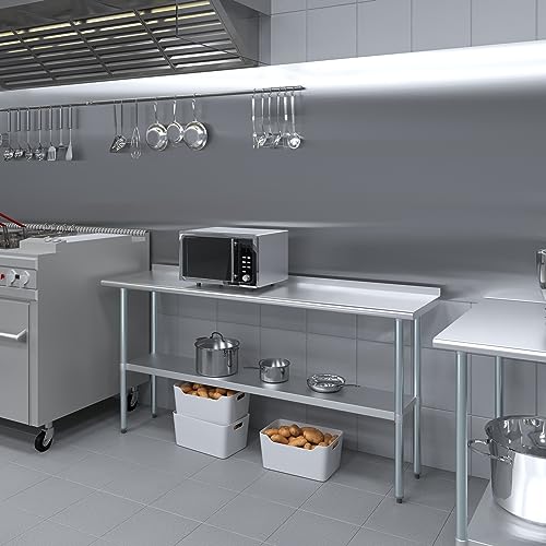 Image of AmGood Stainless Steel Work Table | Metal Utility Table (72 inch Long x 18 inch Deep)
