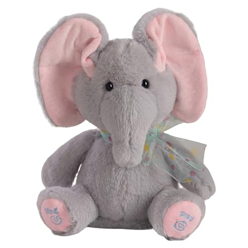 Image of Peek A Boo Elephant Stuffed Animal with Flapping Ears,Bedtime Singing Talking Elephant Plush Toys Repeats What You Say Glowing Musical Toy for Baby Christmas Birthday Gifts for Girls Boys (Gray)