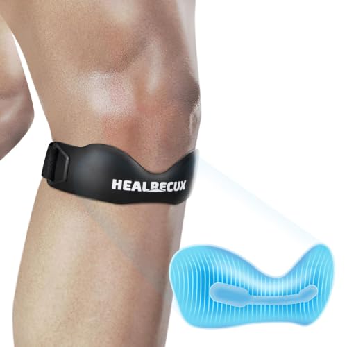 Image of Healrecux Patella Band, Knee Strap Patella Tendon Support for Knee Pain & Tendonitis, Patella Stabilizer Knee Brace for Running, Basketball, Jumpers Knee, Tennis, Volleyball & Squats - Inky 1 Pack