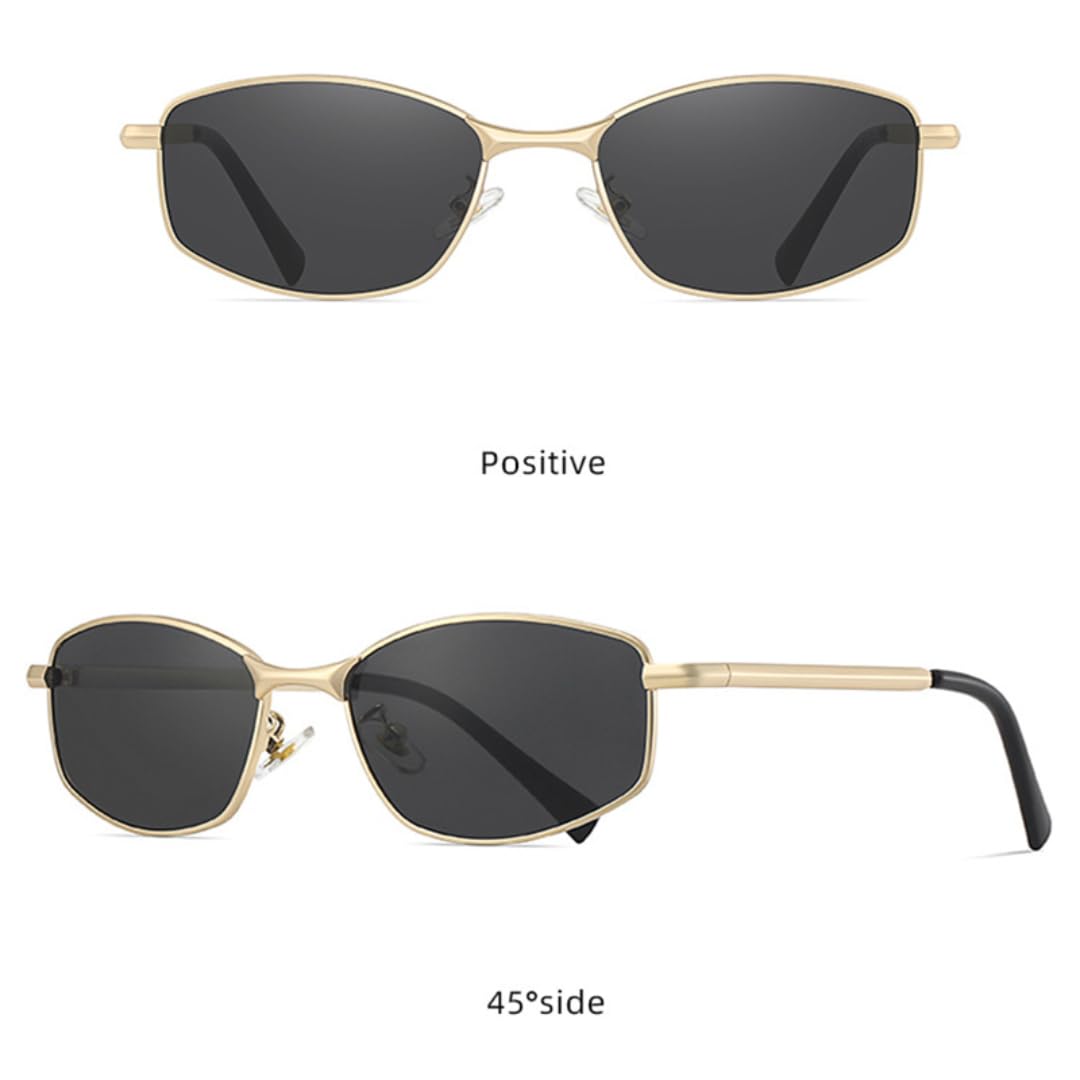 Gafas de sol de moda con montura metálica degradada, estilo ojo de gato, protección UV400 (gris plateado).