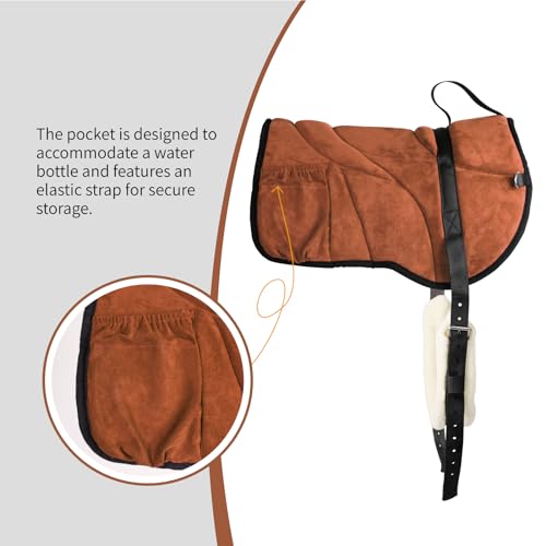 Image of Harrison Howard Ergonomically Designed Correct Bareback Pad with Side Pockets Extra Thick Center for Maximum Support Anti-Slip Bareback Pad Comes with Matching Girth