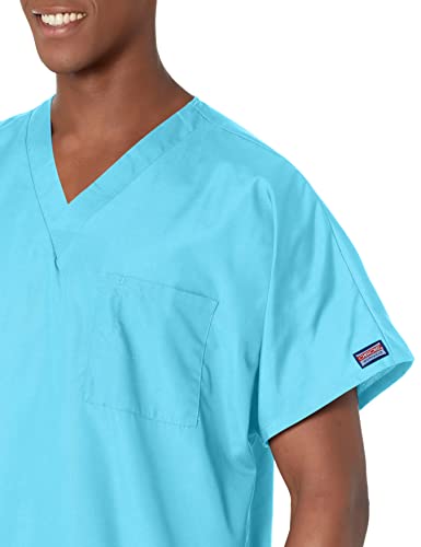 Image of Cherokee Scrubs for Women and Men Unisex V-Neck Tunic Nursing Scrub Top with Chest Pocket, Tuckable Durable Fabric - 4777 | 1 Chest Pocket For Essentials, Traditional Fit, Durable Construction, Comfortable Knit Details, Easy Care, Tuckable Style