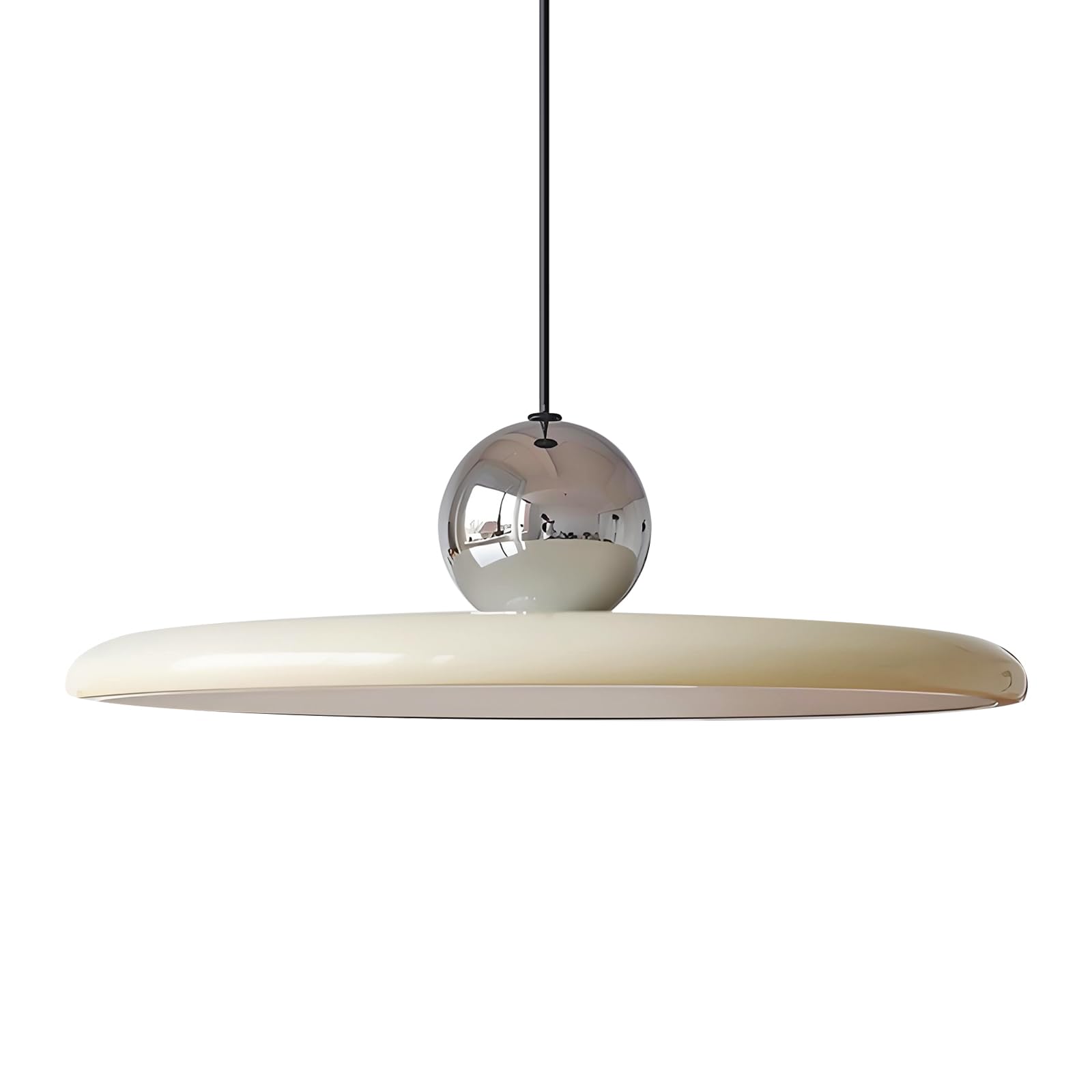 XIRYTU-H 40cm Modern LED Pendant Light, 36W Dimmable Ceiling Hanging Lamp, 3000K/4500K/6000K, Height Adjustable, Metal Round Chandelier for Dining Room, Living Room, Bedroom (Silver + Beige)