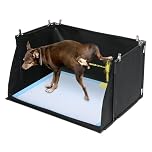 HOMBYS Dog Pee Pad Holder with High Walls, No-Spill Indoor Potty for Large Dogs, Foldable Puppy Litter Box, Black 33.8 x 28 x 17.7 Inches, Patent Pending