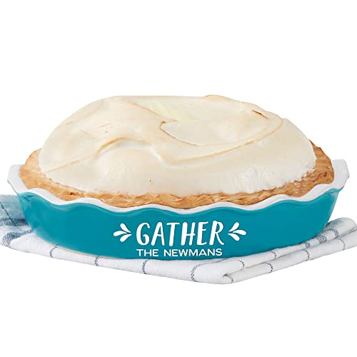 Personalization Universe Classic Ceramic Pie Dish, Hand-Glazed Stoneware, Oven to Table, Personalized Baking Dish, Perfect for Homemade Pies, Microwave & Dishwasher Safe, 10