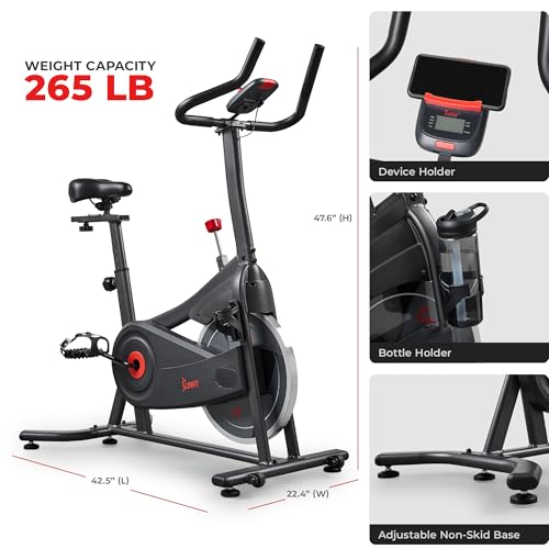 Image of Sunny Health & Fitness Smart Magnetic Indoor Cycling Bike, Stationary Exercise Cardio Equipment, Free SunnyFit Training App