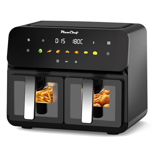 Image of 10QT Dual Air Fryer, Double Basket Air Fryer with 2x5QT Baskets, Digital Touchscreen Control, Easy-View Window, SyncCook Function, Cook 2 Dishes at Once for Family of 4-6, 1700W,Black