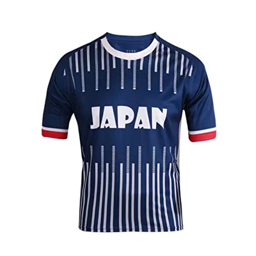 YuanDiann Qatar Copa Mundial de Fútbol Camiseta Fans Impresión Entrenamiento Deportivo Remeras de Futbol Secado Rápido Elástico Manga Corta Cuello Redondo World Cup T Shirt Japón L