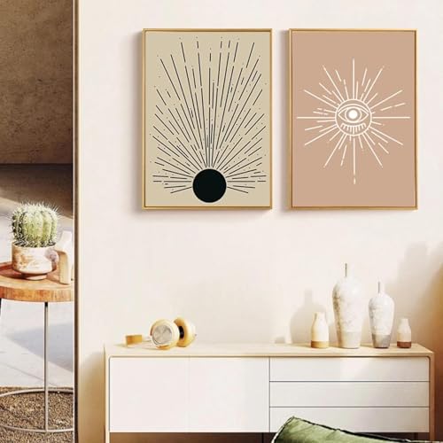 Image lune et soleil paysage abstrait lot de 2 affiches déco murale poétique 35x50cm - 3