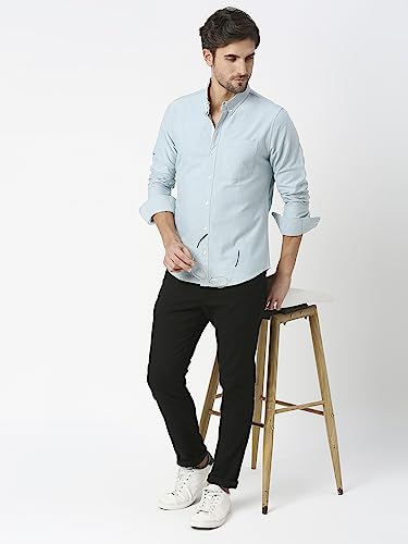 Image of Thomas Scott Men's Premium Slim Fit 100% Cotton Casual Shirt | Button-Down Collar | Full Sleeves | Solid Shirt for Men
