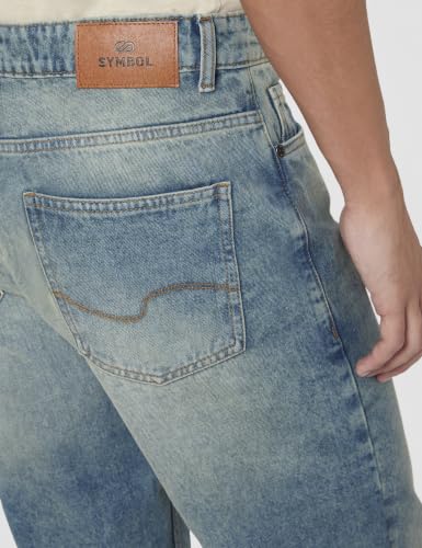 Image of Amazon Brand - Symbol Men 100% Cotton Relaxed Straight Fit Jeans | Casual Denim | Available in Plus Sizes