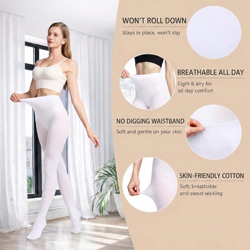 Image of Women's 80 Den Soft Semi Opaque Tights, Women's Pantyhose High Twist Yarn Tights