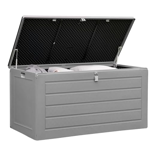 Olsen & Smith 680L Large Garden Storage Box - Weather Resistant Heavy Duty Garden Box with Padlock & Wood Effect - Huge Capacity Outdoor Storage Chest for Tools, Cushions, Toys & More (Anthracite)