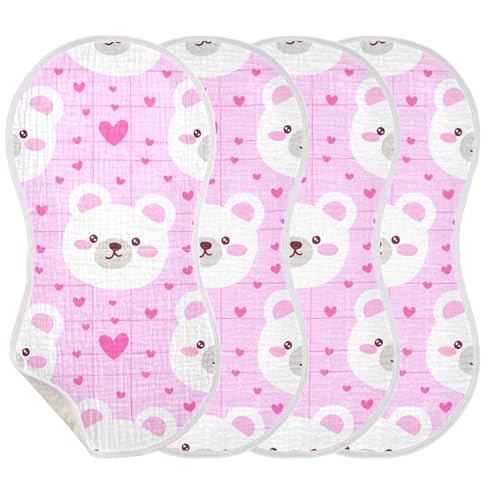 Baby Burp Cloths, Soft Absorbent Burping Cloths for Babies, Cotton Milk Spit Up Rags, Large Size for Newborns, Baby Boys and Girls (Bear Faces Pattern)3