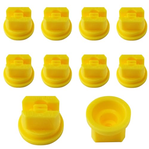 PDETVEO 10pcs Flat Fan Spray Tip, 110 Degree Plastic Flat Fan Sprayer Nozzles 0.2mm Orifice Diameter for Agricultural, Cleaning, Cooling, Yellow