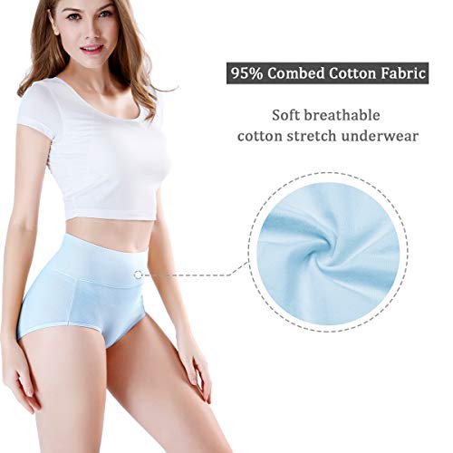 Image of wirarpa Women's Cotton Underwear High Waist Full Coverage Brief Panty Multipack