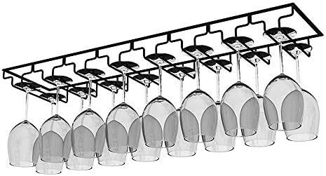 AcornFort W-606 8 Slots 16 Cups Metal Black Under Cabinet Hanging Wine Champagne Glass Goblets Stemware Rack Holder