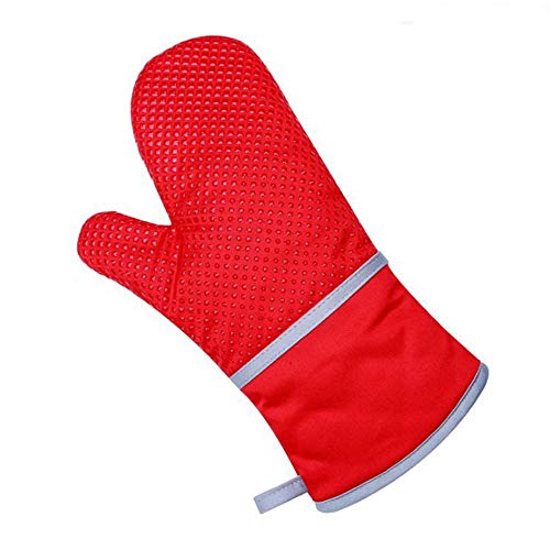 Preisvergleich Produktbild Be82aene Hochwertige Silikon Isolierte Handschuhe Ofen Verbrühungshitze Hochtemperatur Backen Werkzeuge Tischset (Color : Red, UnitCount : 2PCS)