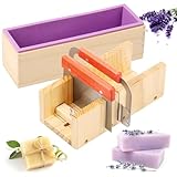 5er Seifenschneider 1.4L Silikon Holz Seifenform mit Wellenmesser Edelstahl, Gerades Messer,...