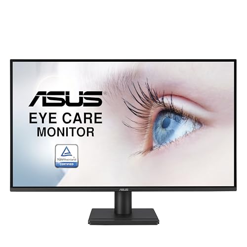 ASUS VA27AQ   Monitor Eye Care de 27 Pulgadas, IPS, QHD, 99% sRGB, sin Marco, HDMI, DisplayPort, VGA, 1 ms MPRT, Altavoces estéreo, luz Azul Reducida, antiparpadeo, montable en Pared