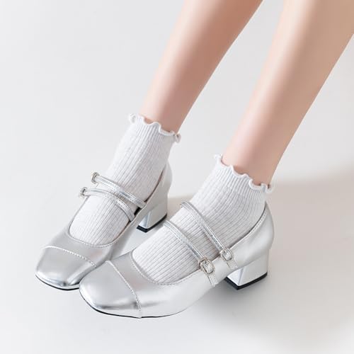 Image of Mcool Mary Womens Ankle Ruffle Socks Casual Cotton Frilly Breathable Cute Knit Lettuce Trim No Show Socks 6 Pack