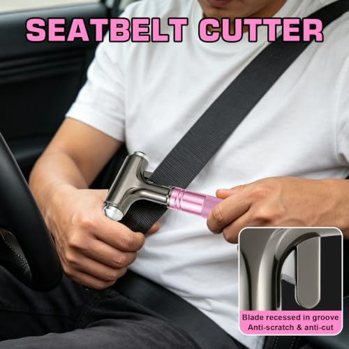 Image of Window Breaker, Car Safety Hammer with Seat Belt Cutter, Metal Car Glass Breaker Car Emergency Escape Tool Gift Road Trip Essential and Must Haves