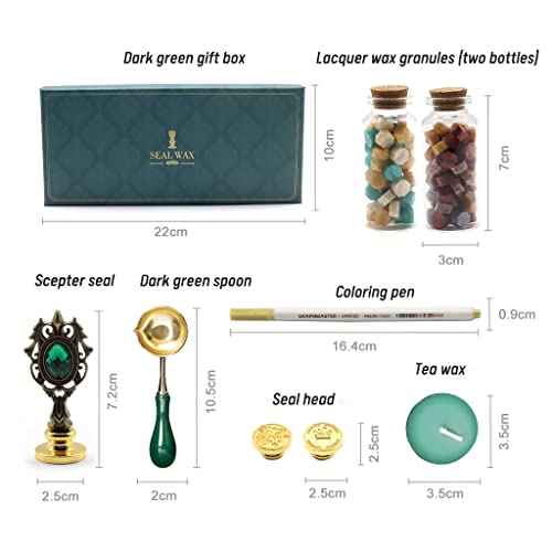 Supvox® Wax Seal Stamp Kit with Sealing Wax Beads, Candles, Wooden Handle Stamp for Craft, Fine Gift Box