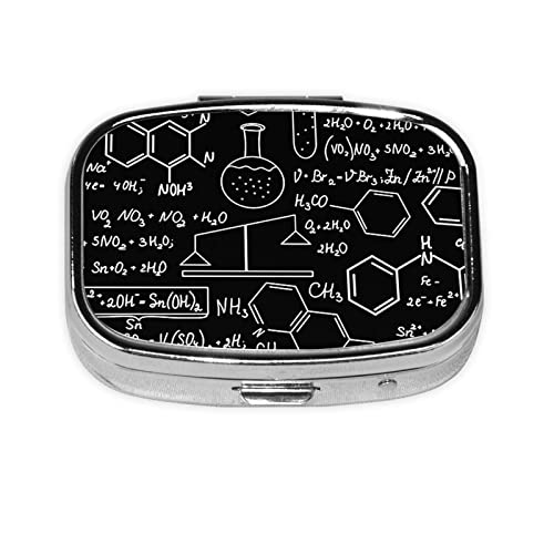 The Calculation Formula of Chemistry Square Mini Pill Case Travel Medicine Organizer Portable Compartments Metal Pill Box