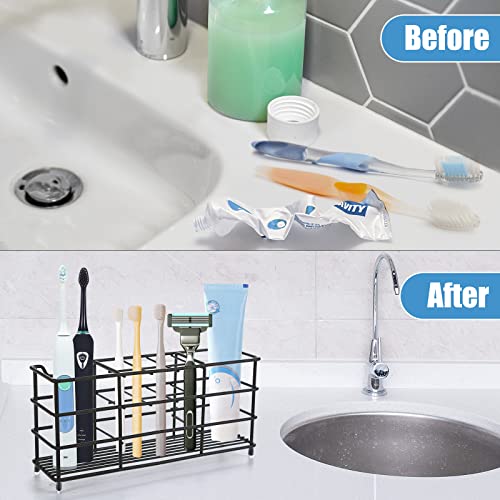Loveinusa Toothbrush Holder, Stainless Steel Toothbrush Holder Tooth Brushing Holder Stand Bathroom Accessories Organizer (Black) #TOP3