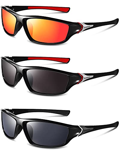 TOODOO 3 Pairs Sport Polarized Sunglasses for Cycling Driving Fishing TAC Lens Sunglasses for Men Women Youth Baseball Running Golf Motorcycle