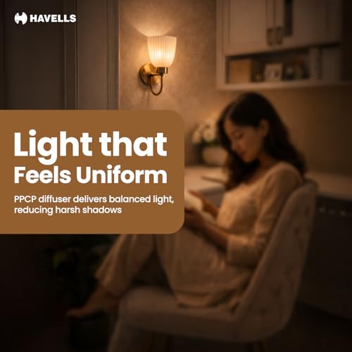 Image of Havells Venz Indoor Wall Light | Antique Bronze Durable Frame & Ambient Glow Diffuser | B22 Holder Compatible | Elegant Lighting for Bedrooms, Living Rooms & Hallways