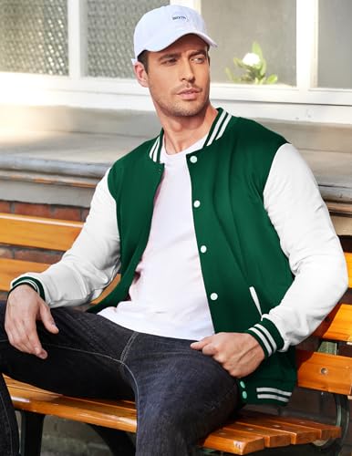COOFANDY Men's Fashion Varsity Jacket Causal Slim Fit Cotton Letterman Baseball Bomber Jackets - Image 3