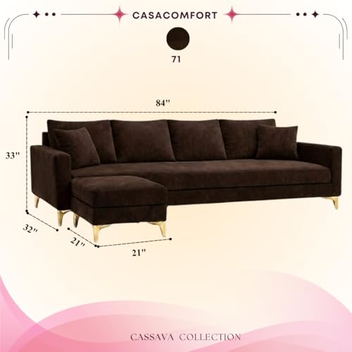 Image of Classiq Rich 5 Seater L Shape Sofa Set with Movable Ottoman | Flexible Layout | Spacious Soft Touch Seating | Designer Sofa for Living Room (Dark Brown)