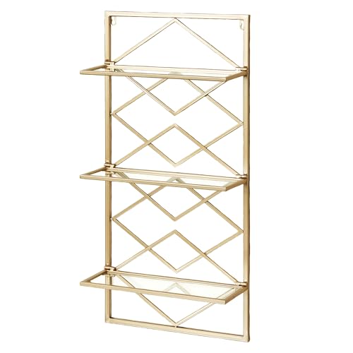 Touch of Class Diamond Interlink Gold Metal Wall Shelf with