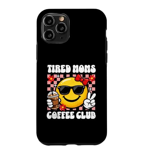 Tired Moms Coffee Club Happy Peace �T���O���X ���g�� �O���t�B�b�N �X�}�z�P�[�X iPhone 11 Pro �p