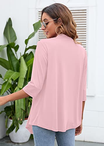 Image of Heymoments Women's Lightweight Open Front Cardigans 3 /4 Sleeve Casual Soft Drape Fall Cardigan S-2XL