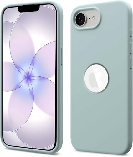 Image of Elzzi Microfiber Logo Cover Compatible for iPhone 16e Case Liquid Silicone Cases Full Body 4 Layer Protective Covers Shockproof Back Cover (Mint)