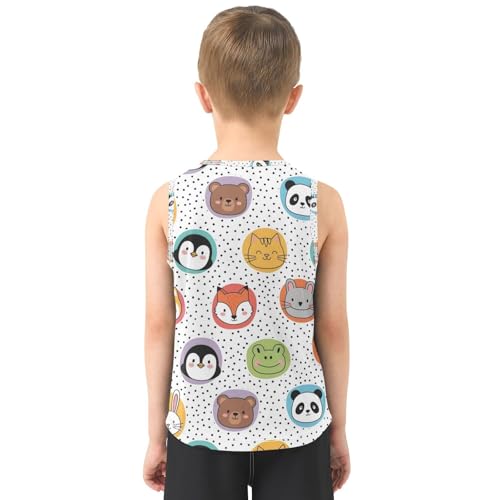 J JOYSAY Penguin Rabbit Cat Panda Boys Tank Top Sleeveless Muscle Shirts Quick Dry Workout Active Sport Kids T-Shirts 3-15T3